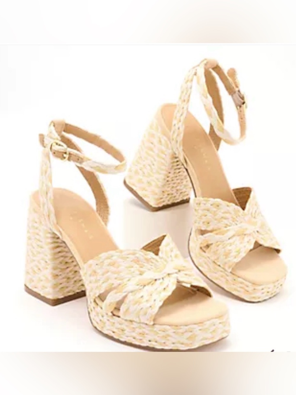 Marc Fisher Beige Woven Platform Sandals